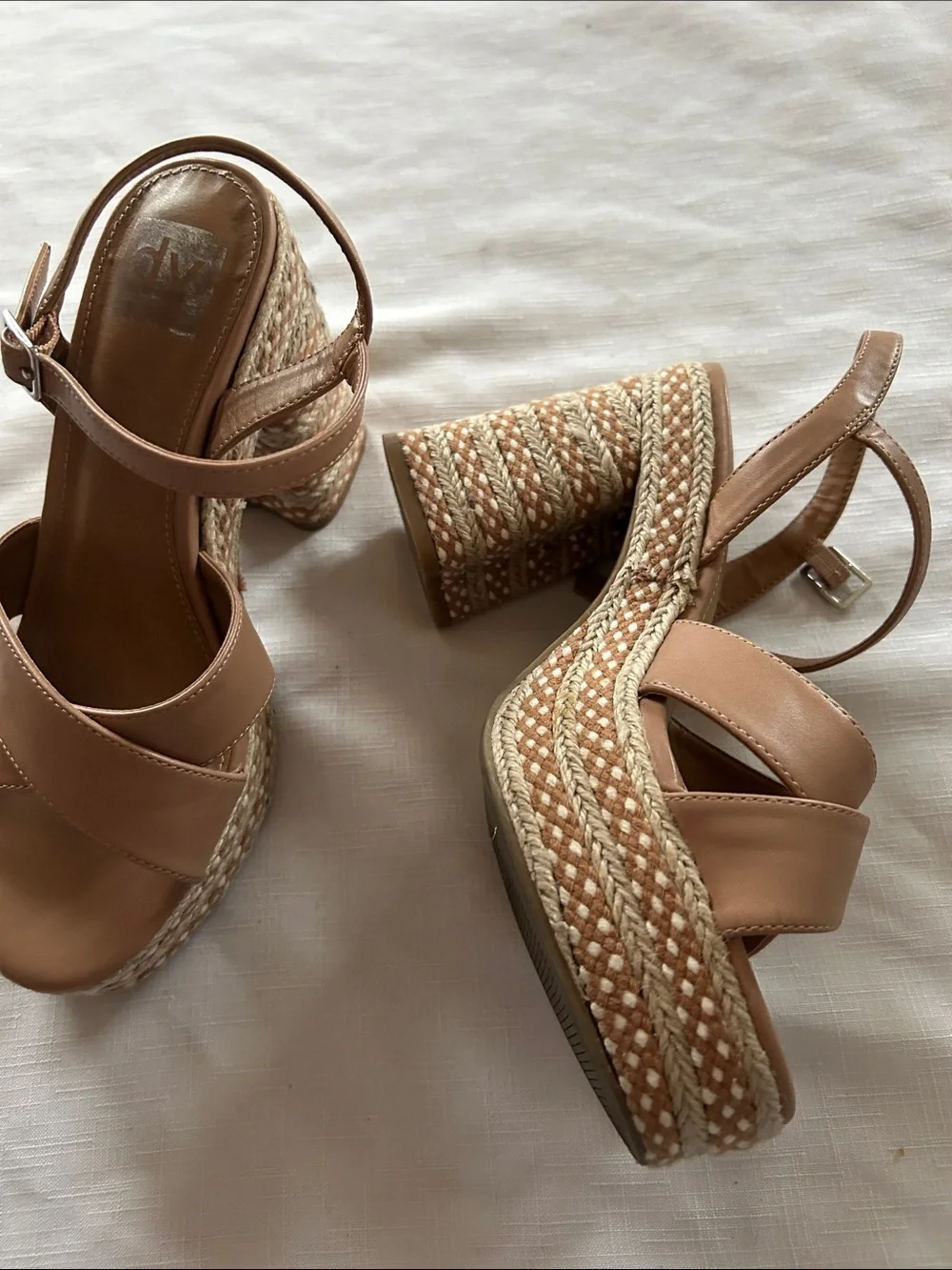 Dolce Vita Tan Cross-Strap Wedge Sandals